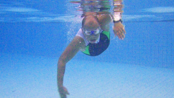 Selfie under the water during my swim Photo courtesy of my training bud Mike Nera and Camera by Jimmy Ong