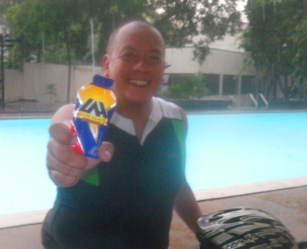 Trying out the new Active Health Sports Gel, Just before the 750m Swim, 12Km Bike, and 3Km Run Brick Training.